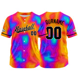 Custom Full Print Design Authentic Baseball Jersey orange-red-blue