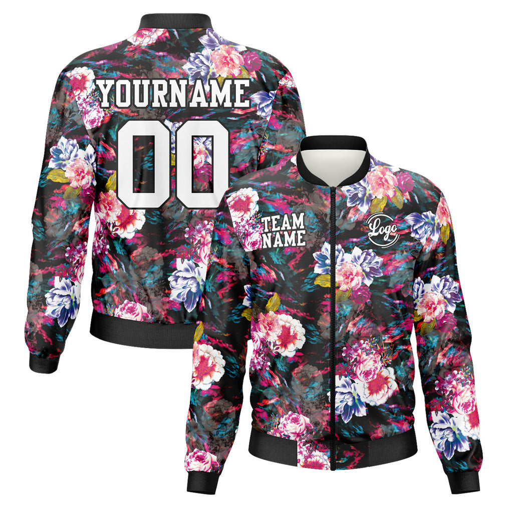 Custom Long Sleeve Windbreaker Jackets Uniform Printed Your Logo Name Number Flower enthsush