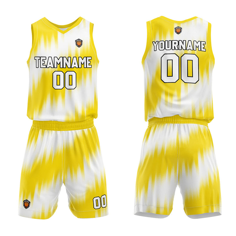 Custom Basketball Jersey Uniform Suit Printed Your Logo Name Number Yellow