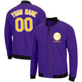 Custom Long Sleeve Windbreaker Jackets Uniform Printed Your Logo Name Number Purple-Yellow-White enthsush