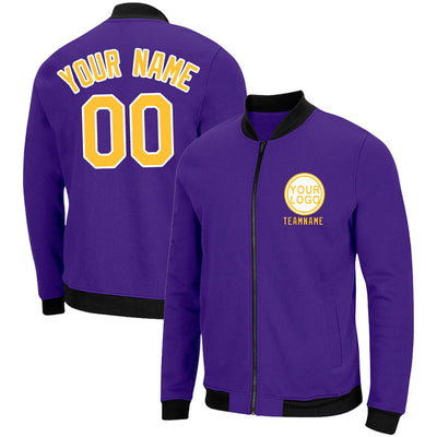 Custom Long Sleeve Windbreaker Jackets Uniform Printed Your Logo Name Number Purple-Yellow-White enthsush
