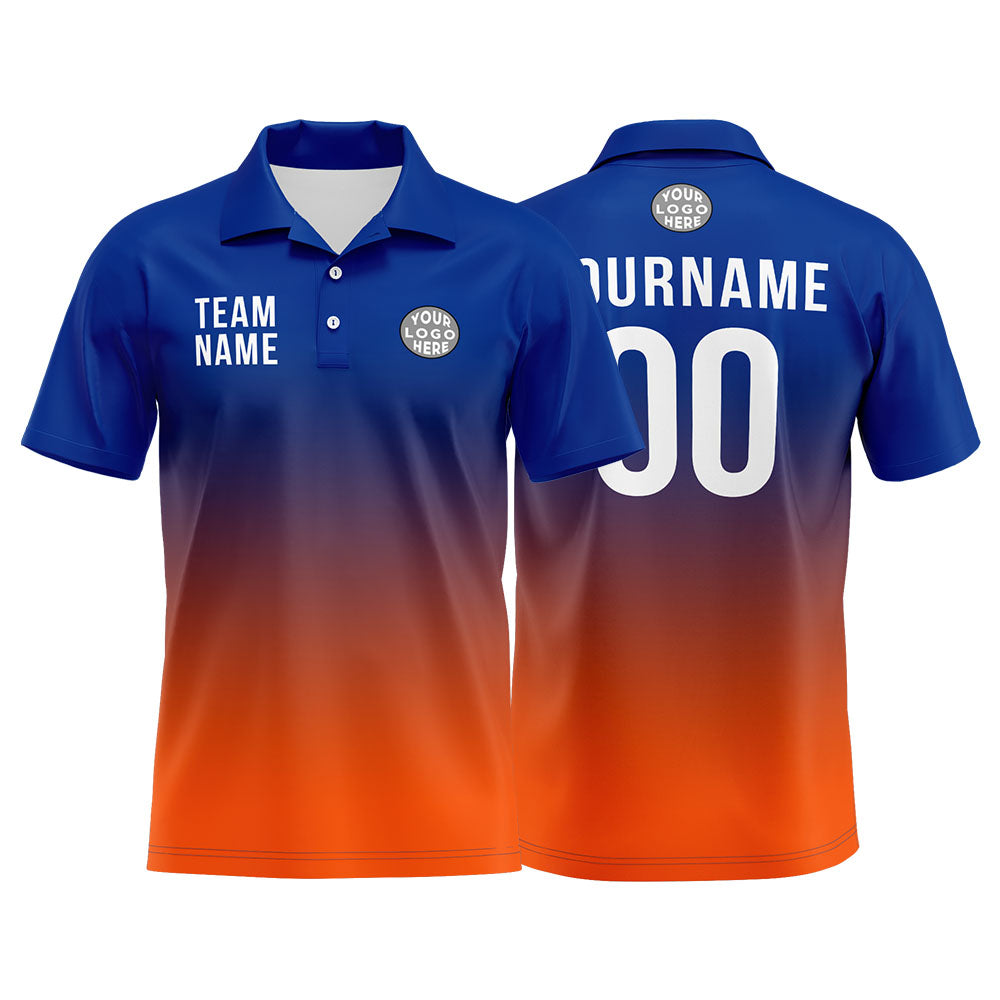Custom Royal Orange Football Polo Shirts Add Your Unique Logo/Name/Number enthsush