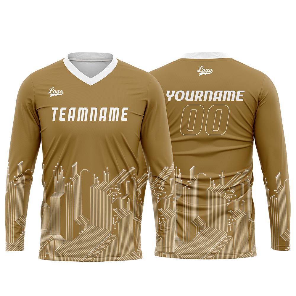 Custom Gold White Basketball Soccer Football Shooting Long T-Shirt for Adults and Kids enthsush