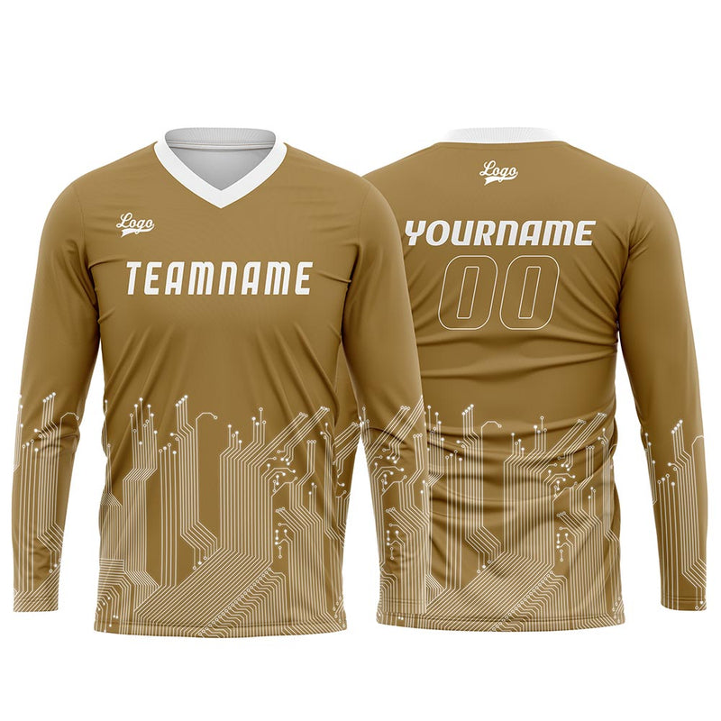 Custom Gold White Basketball Soccer Football Shooting Long T-Shirt for Adults and Kids