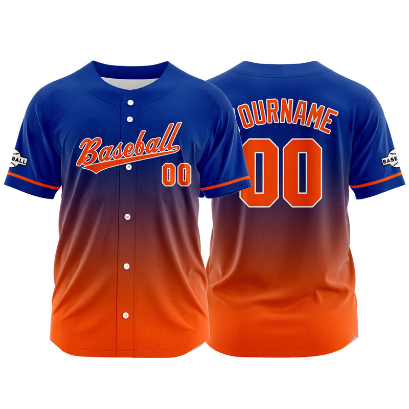 Custom Full Print Design Authentic Baseball Jersey orange-blue