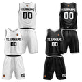 Custom White Black Reversible Basketball Suit for Adults and Kids Personalized Jersey enthsush