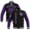 Custom Black Purple White Waterproof Varsity Jackets Personalized Stitched Name Number Logo to Letterman Jackets enthsush