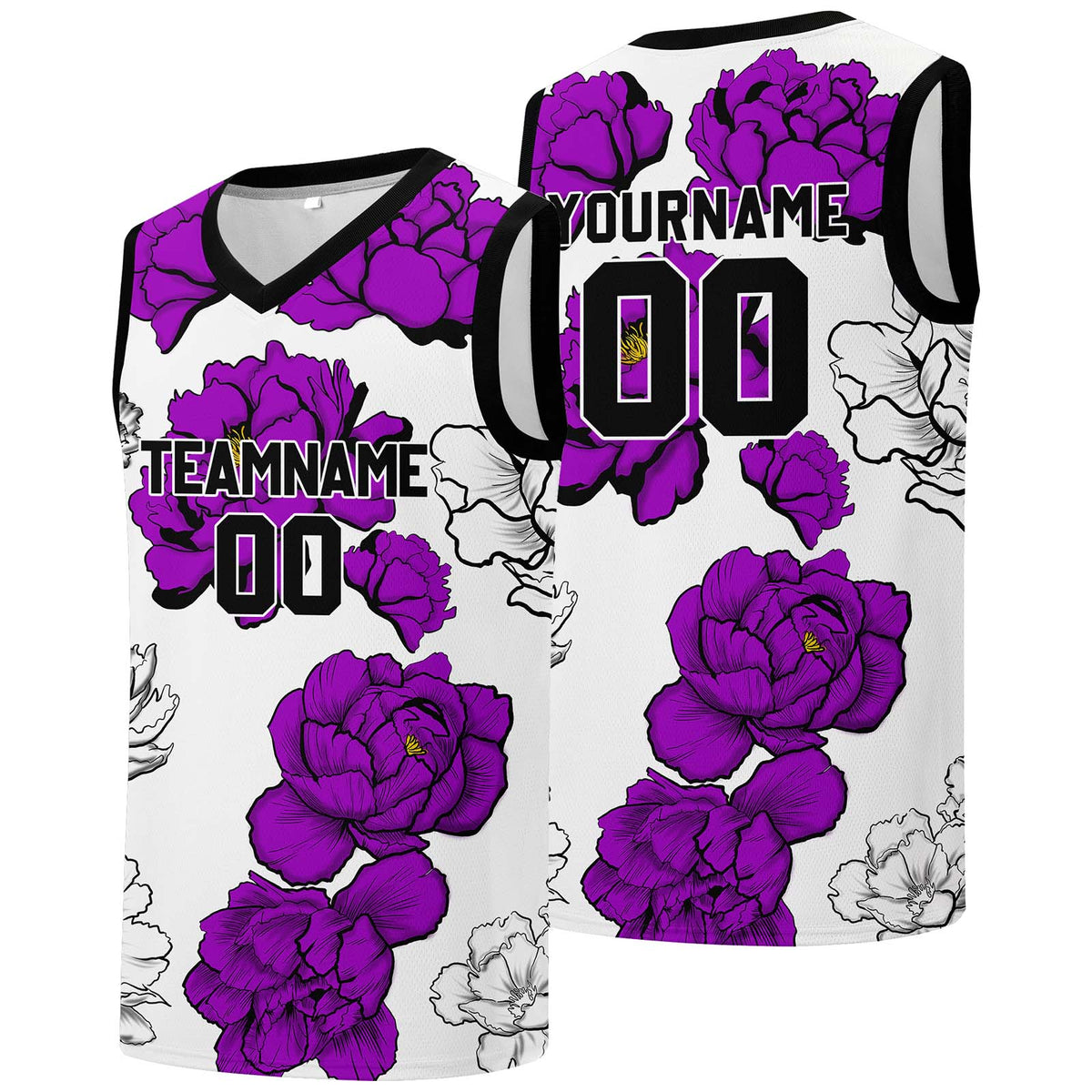 Custom basketball jersey for men and women. Stitched and printed name, number and logo Purple enthsush