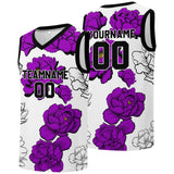 Custom basketball jersey for men and women. Stitched and printed name, number and logo Purple