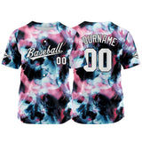 Custom Full Print Design Authentic Baseball Jersey pink-black-blue