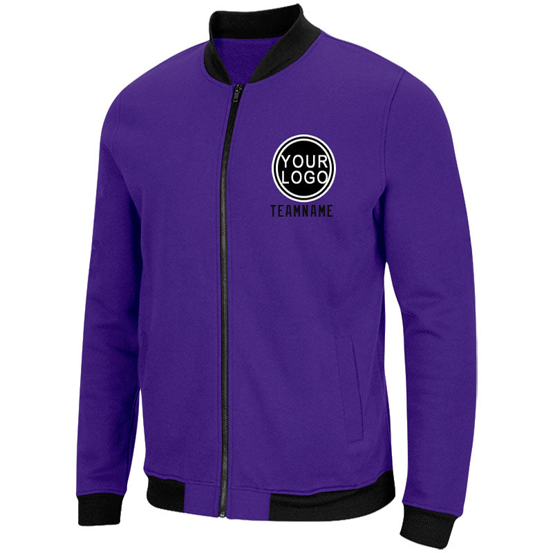 Custom Long Sleeve Windbreaker Jackets Uniform Printed Your Logo Name Number Purple-Black-White enthsush