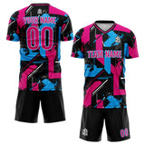 Custom Pink Light Blue Soccer Jerseys for Men Women Personalized Soccer Uniforms for Adult and Kid