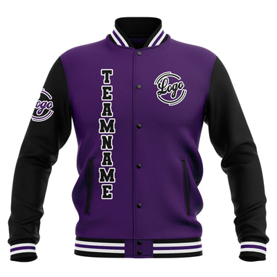 Custom Black Purple White Waterproof Varsity Jackets Personalized Stitched Name Number Logo to Letterman Jackets enthsush