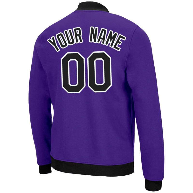 Custom Long Sleeve Windbreaker Jackets Uniform Printed Your Logo Name Number Purple-Black-White enthsush