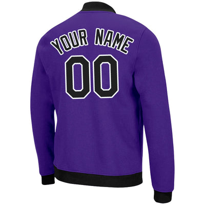 Custom Long Sleeve Windbreaker Jackets Uniform Printed Your Logo Name Number Purple-Black-White enthsush