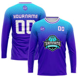 Custom Basketball Soccer Football Shooting Long T-Shirt for Adults and Kids Light Blue&Royal