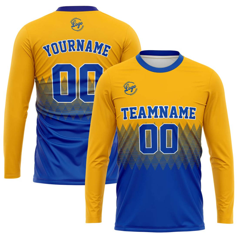 Custom Basketball Soccer Football Shooting Long T-Shirt for Adults and Kids Yellow&Royal