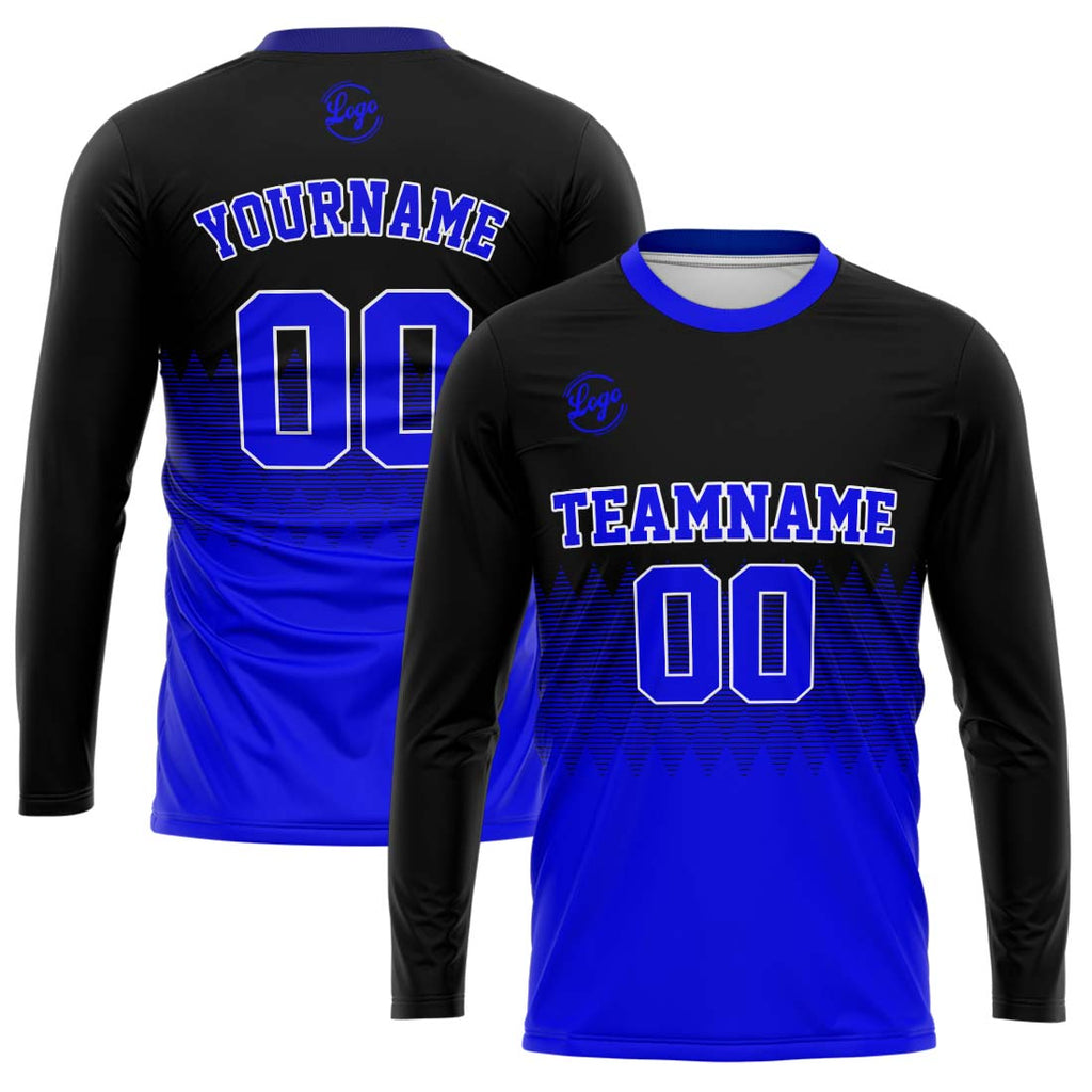 Custom Basketball Soccer Football Shooting Long T-Shirt for Adults and Kids Black&Royal enthsush