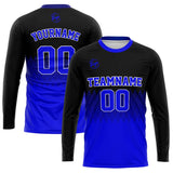 Custom Basketball Soccer Football Shooting Long T-Shirt for Adults and Kids Black&Royal