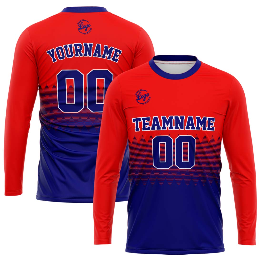 Custom Basketball Soccer Football Shooting Long T-Shirt for Adults and Kids Red&Royal enthsush