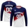 Custom Basketball Soccer Football Shooting Long T-Shirt for Adults and Kids Navy&White enthsush