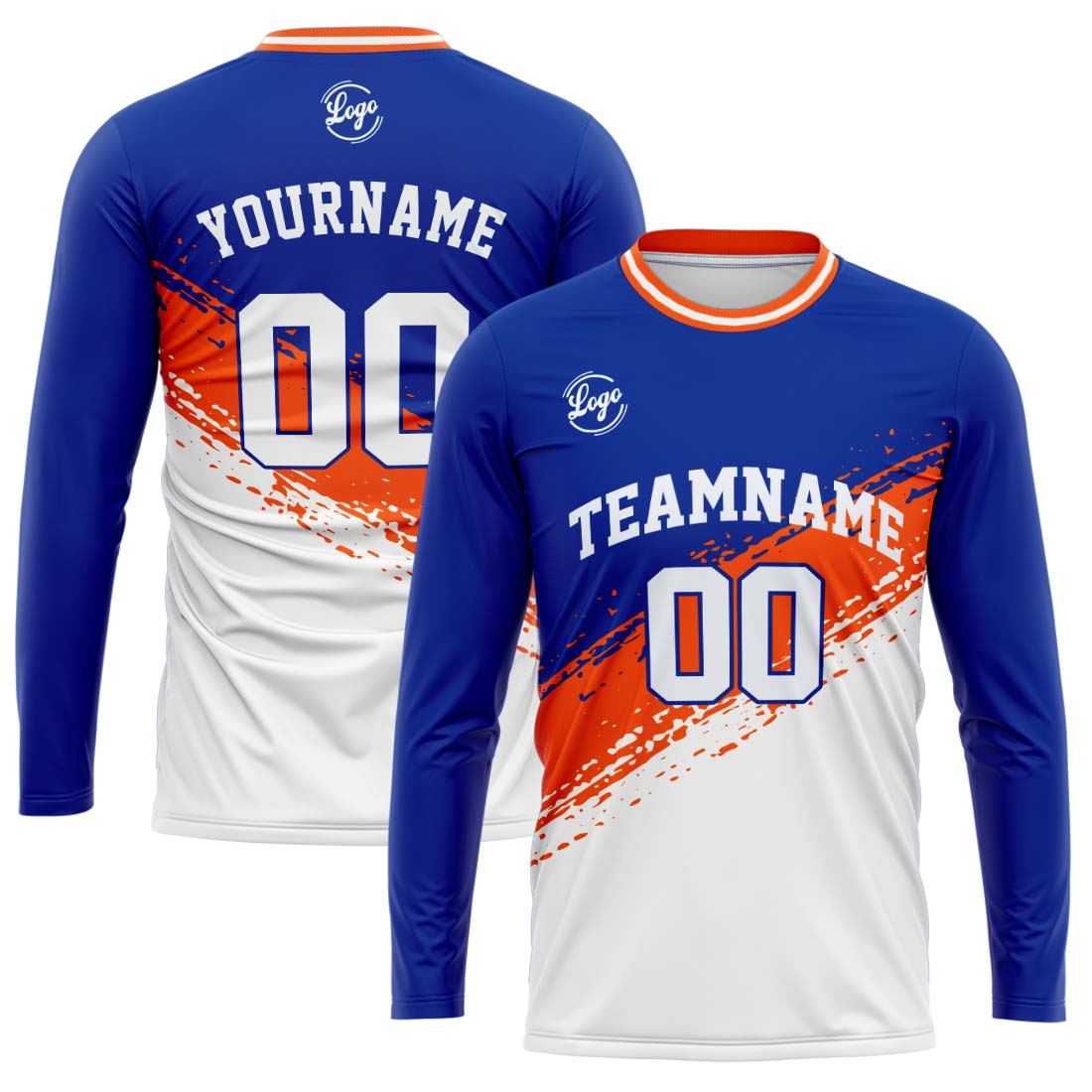 Custom Basketball Soccer Football Shooting Long T-Shirt for Adults and Kids Royal&White enthsush