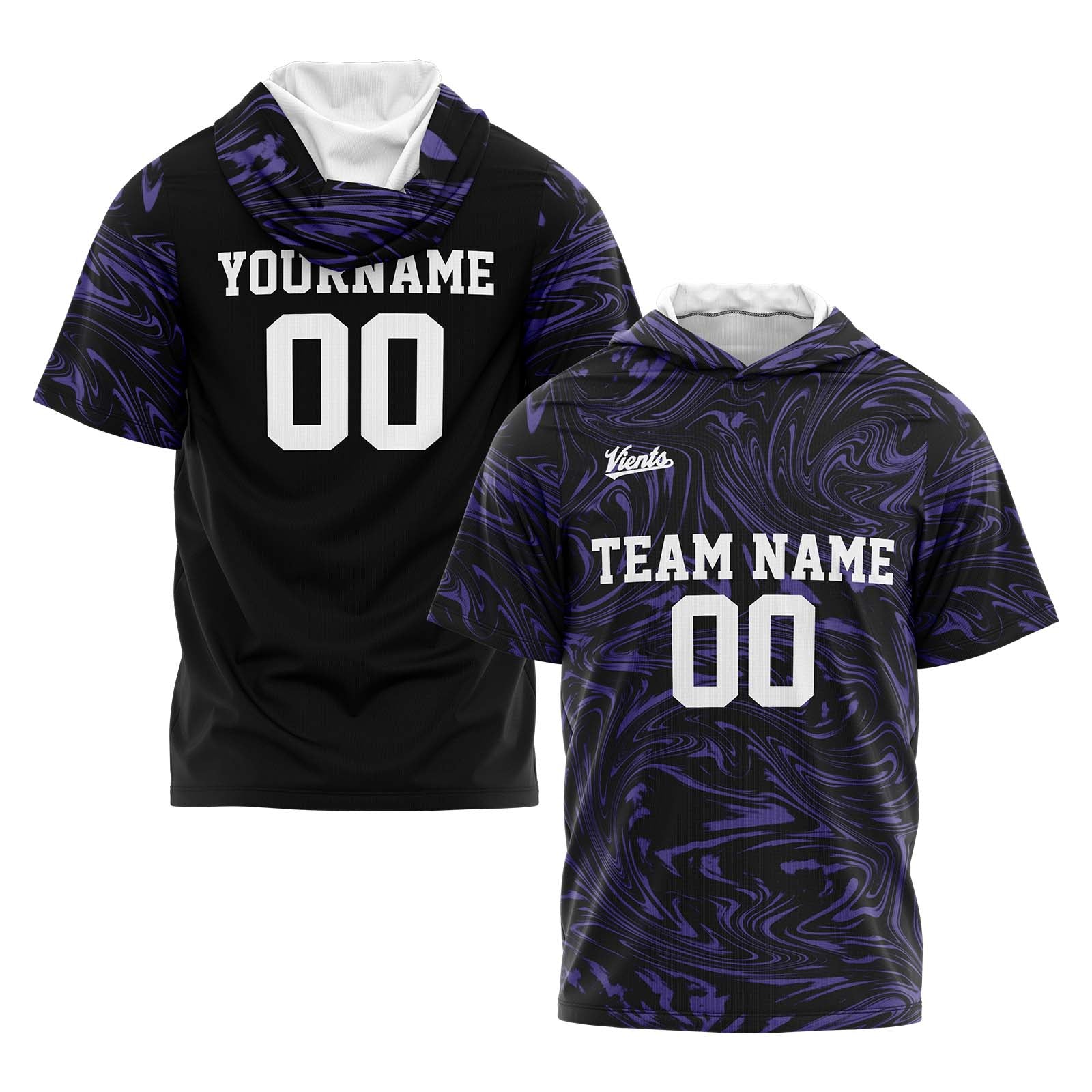 Custom Black Purple Sleeve Hoodies for Men Women Shirts with Hoods Printed Name Logo enthsush
