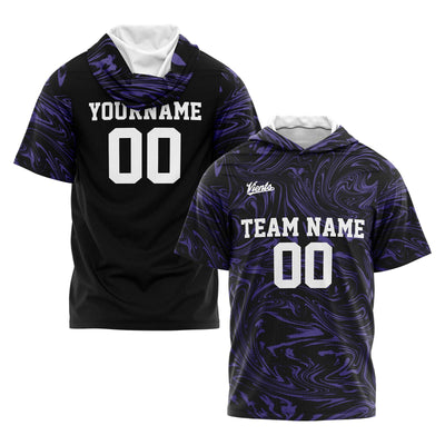 Custom Black Purple Sleeve Hoodies for Men Women Shirts with Hoods Printed Name Logo enthsush
