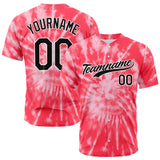 Custom Full Print Design Authentic Baseball Jersey red tie-dyed