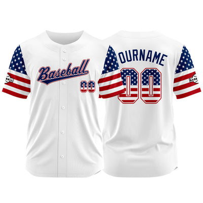 Custom Full Print Design Authentic Baseball Jersey us flag enthsush