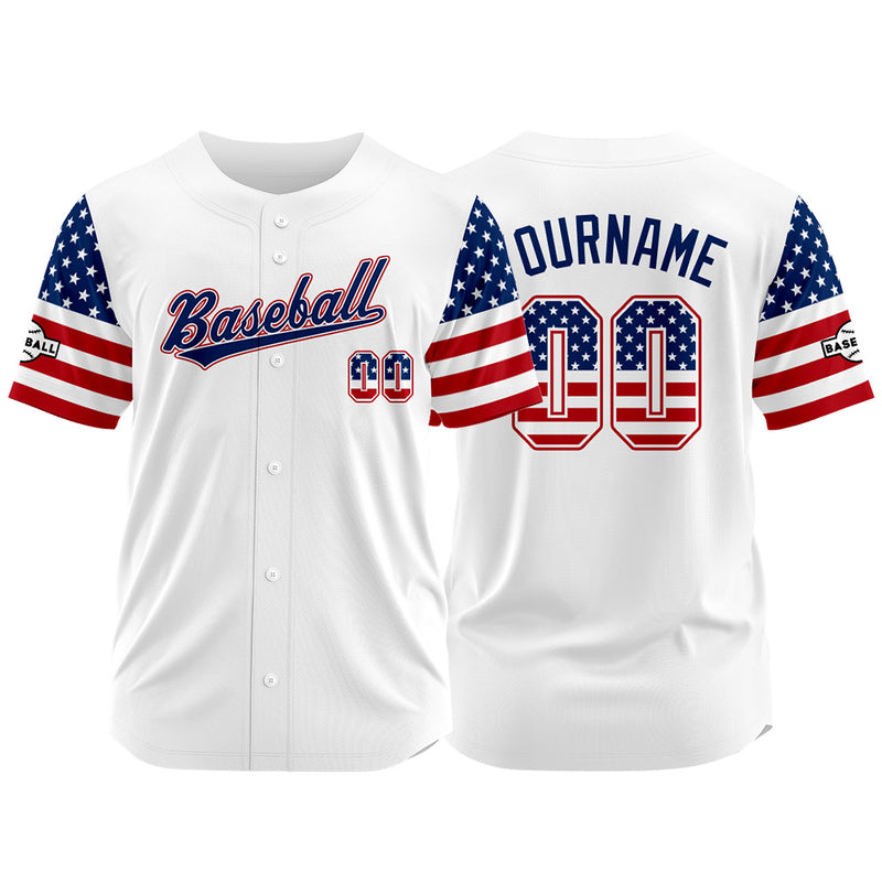 Custom Full Print Design Authentic Baseball Jersey us flag