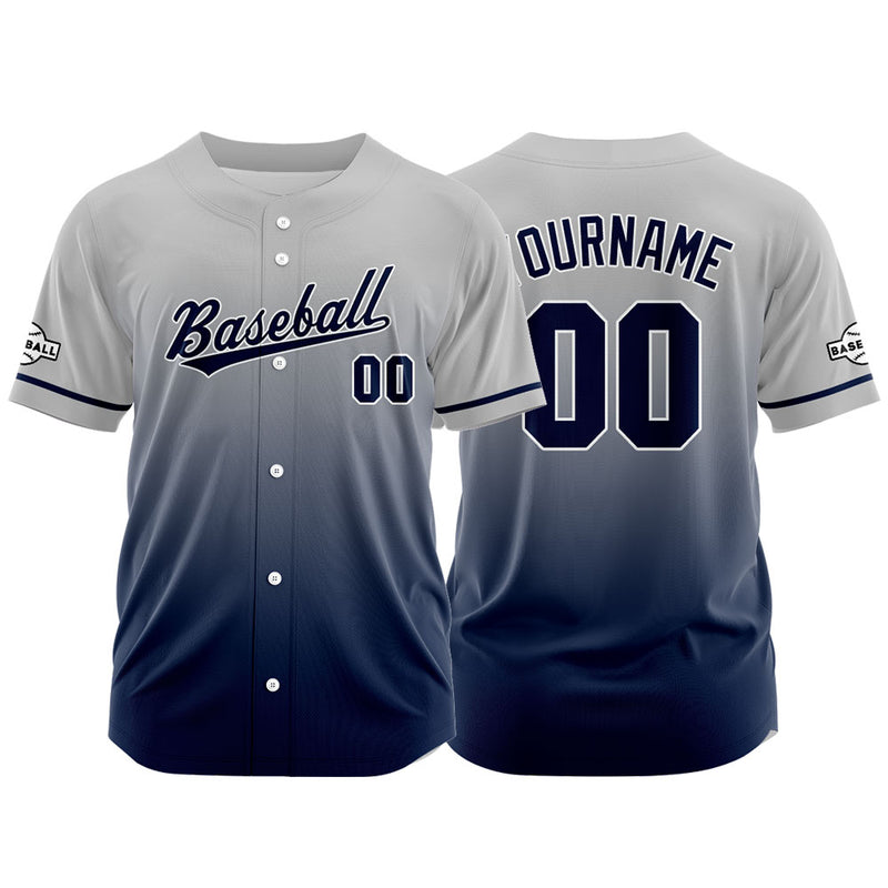 Custom Full Print Design Authentic Baseball Jersey navy-gray