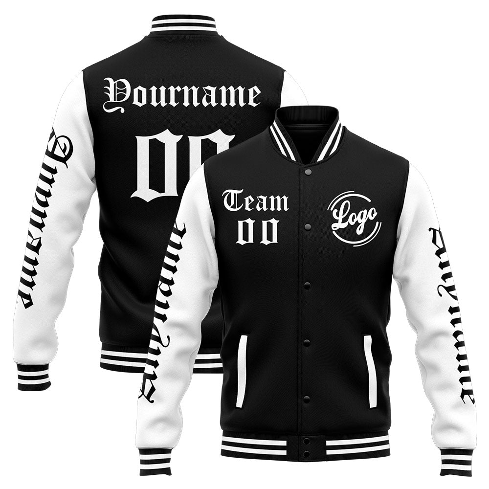 Custom Varsity Jacket Letterman jacket for Men, Women and Youth White Black enthsush