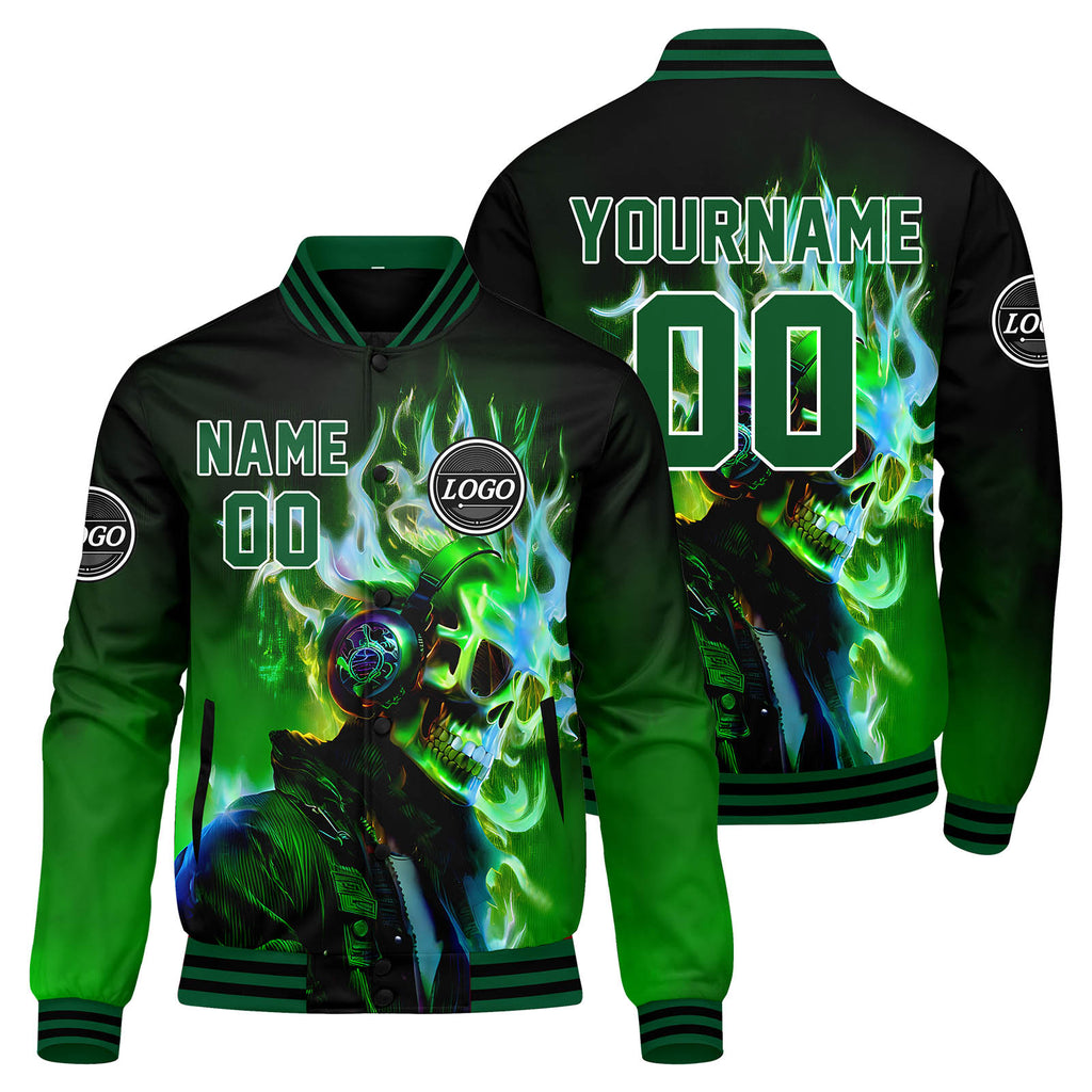 Custom Varsity Jacket Letterman jacket for Men, Women and Youth Black Green enthsush