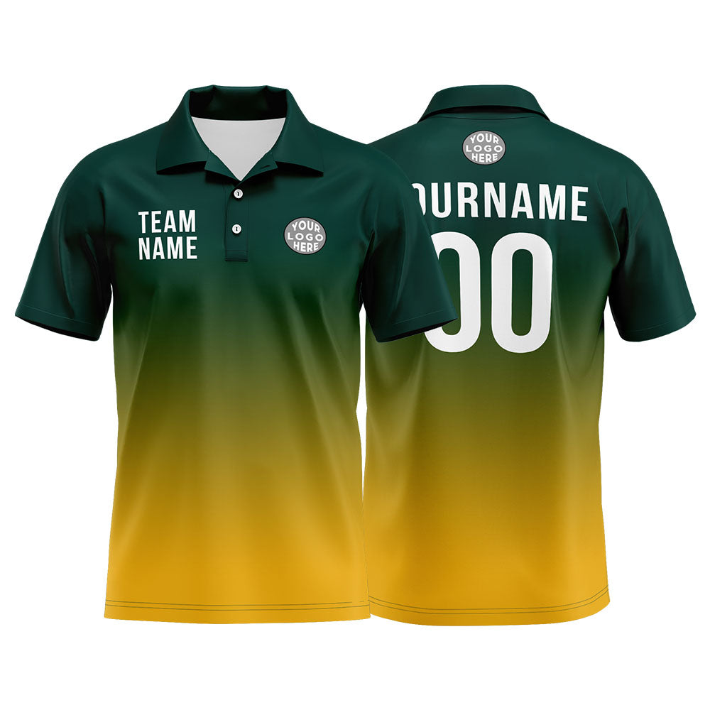 Custom Green Yellow Football Polo Shirts Add Your Unique Logo/Name/Number enthsush