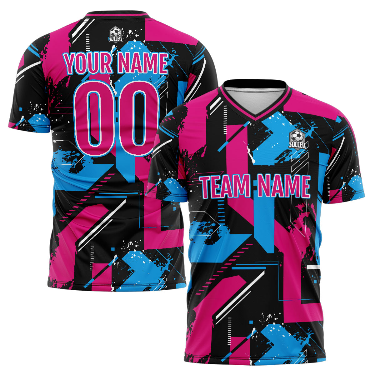 Custom Pink Light Blue Soccer Jerseys for Men Women Personalized Soccer Uniforms for Adult and Kid enthsush