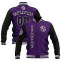 Custom Black Purple White Waterproof Varsity Jackets Personalized Stitched Name Number Logo to Letterman Jackets enthsush