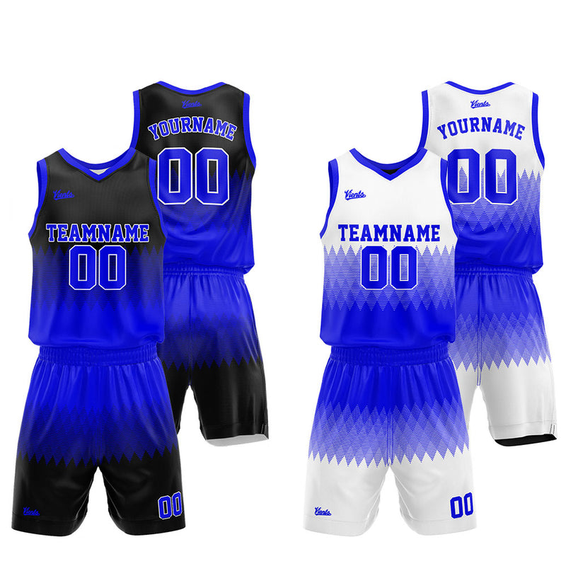 Custom Basketball Jersey Uniform Suit Printed Your Logo Name Number Royal-Black