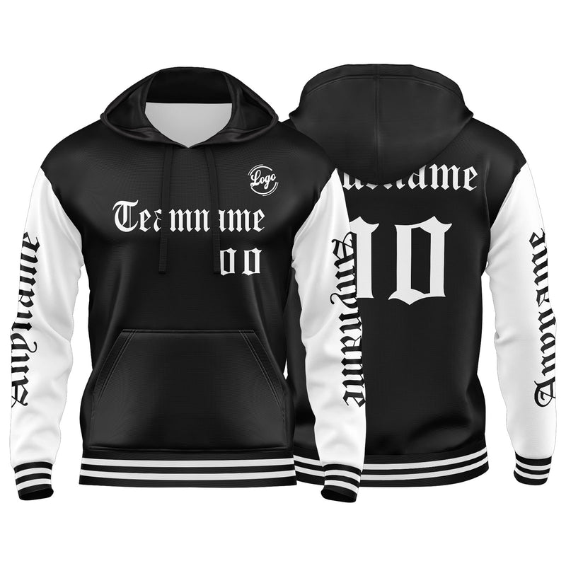 Custom White Black  Sweatshirt Hoodie For Men Women Girl Boy Print Your Logo Name Number