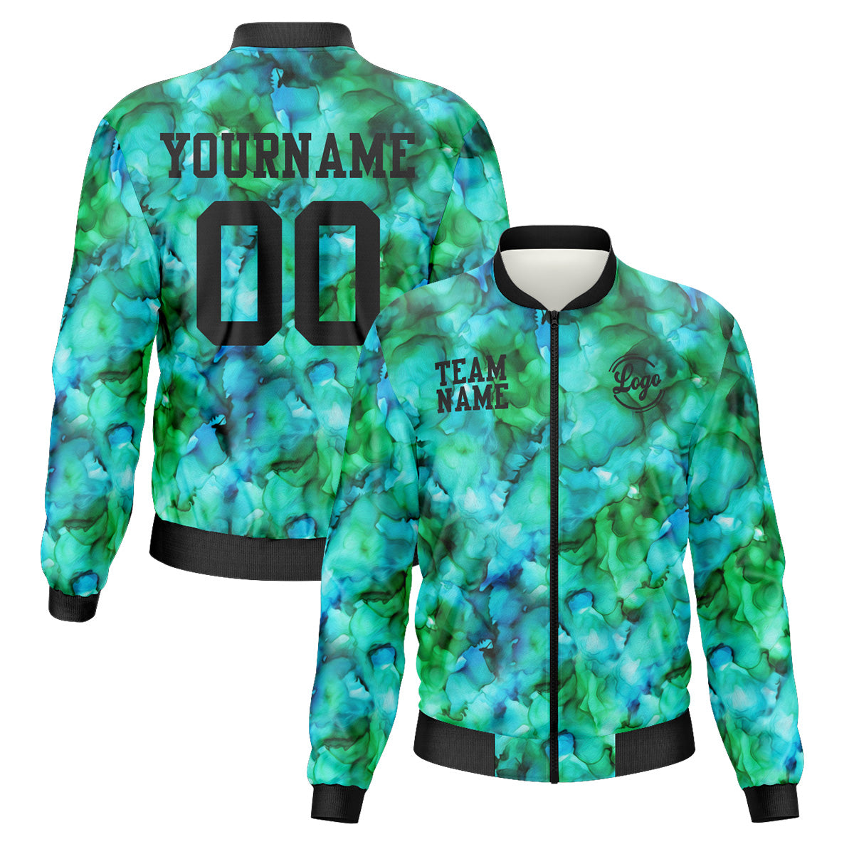 Custom Long Sleeve Windbreaker Jackets Uniform Printed Your Logo Name Number Green enthsush