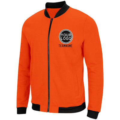 Custom Long Sleeve Windbreaker Jackets Uniform Printed Your Logo Name Number Orange-Black-White enthsush