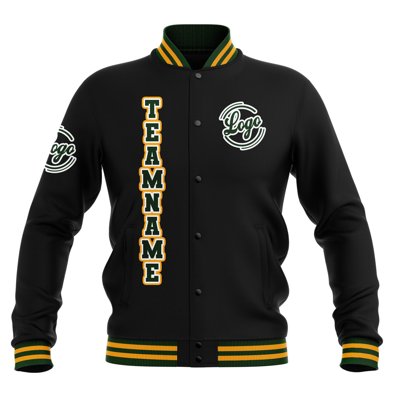 Custom Black Drak Green Yellow Waterproof Varsity Jackets Personalized Stitched Name Number Logo to Letterman Jackets enthsush