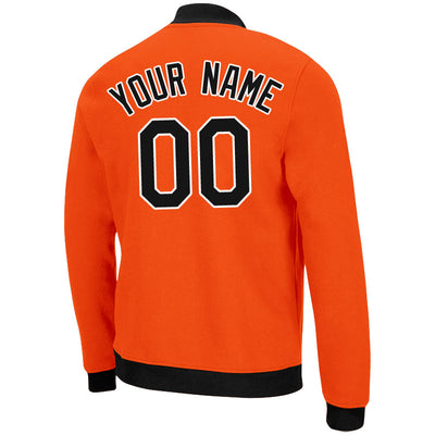 Custom Long Sleeve Windbreaker Jackets Uniform Printed Your Logo Name Number Orange-Black-White enthsush