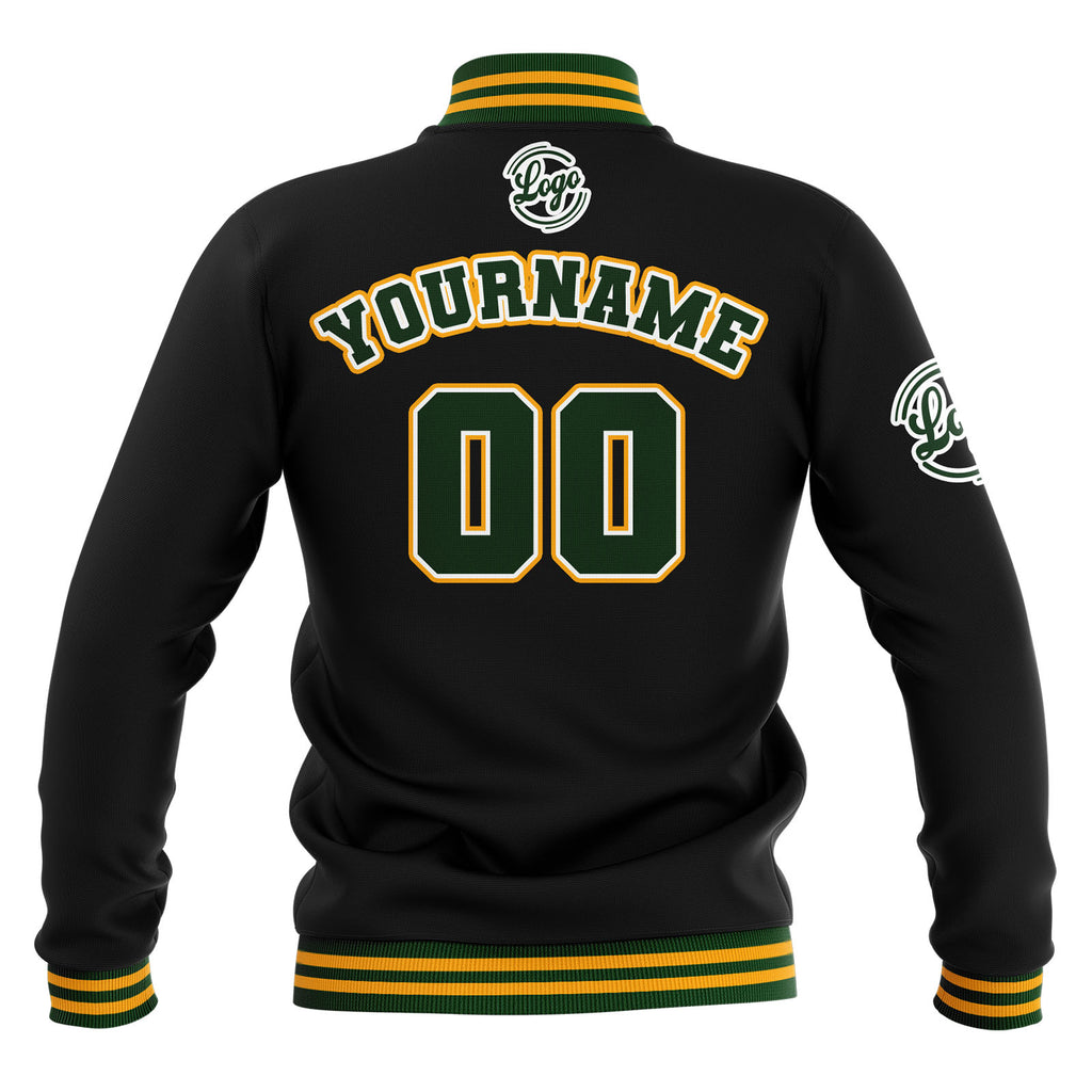 Custom Black Drak Green Yellow Waterproof Varsity Jackets Personalized Stitched Name Number Logo to Letterman Jackets enthsush