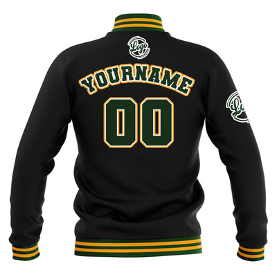 Custom Black Drak Green Yellow Waterproof Varsity Jackets Personalized Stitched Name Number Logo to Letterman Jackets enthsush