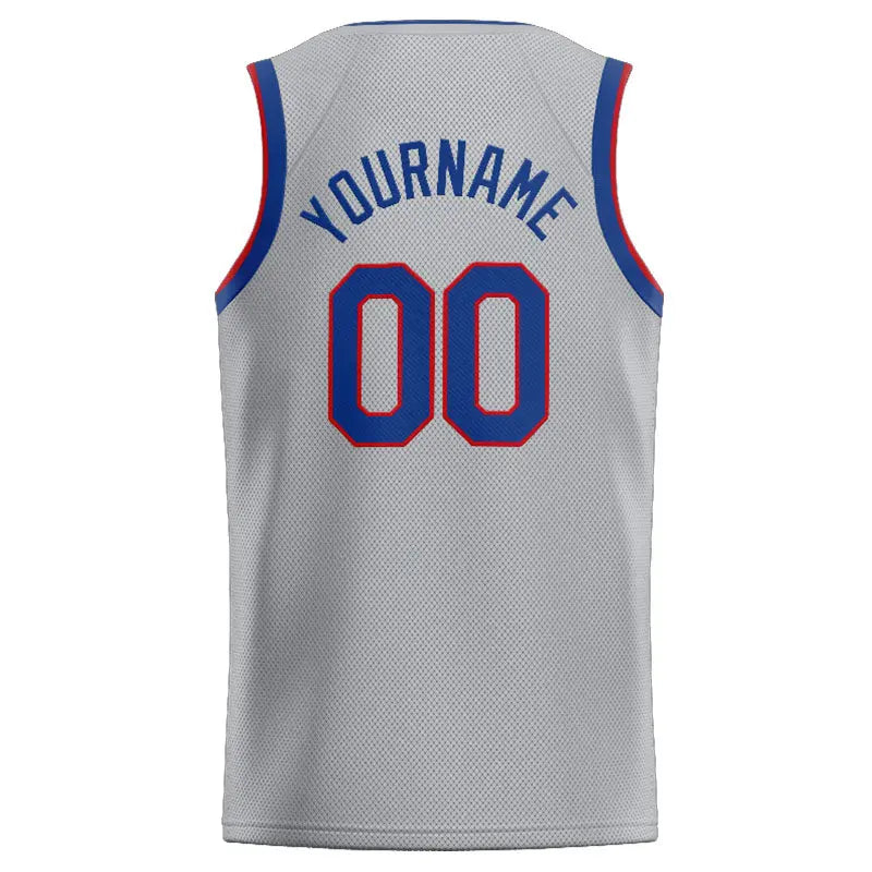 Custom Stitched Basketball Jersey for Men, Women And Kids Gray-Royal-Red enthsush