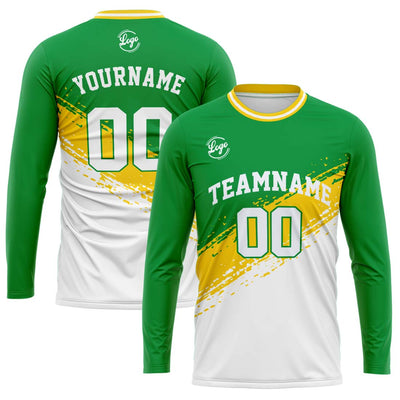 Custom Basketball Soccer Football Shooting Long T-Shirt for Adults and Kids Green&White enthsush