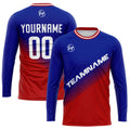 Custom Basketball Soccer Football Shooting Long T-Shirt for Adults and Kids Royal&Red enthsush
