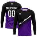 Custom Basketball Soccer Football Shooting Long T-Shirt for Adults and Kids Black&Purple enthsush