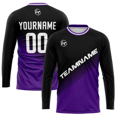 Custom Basketball Soccer Football Shooting Long T-Shirt for Adults and Kids Black&Purple enthsush